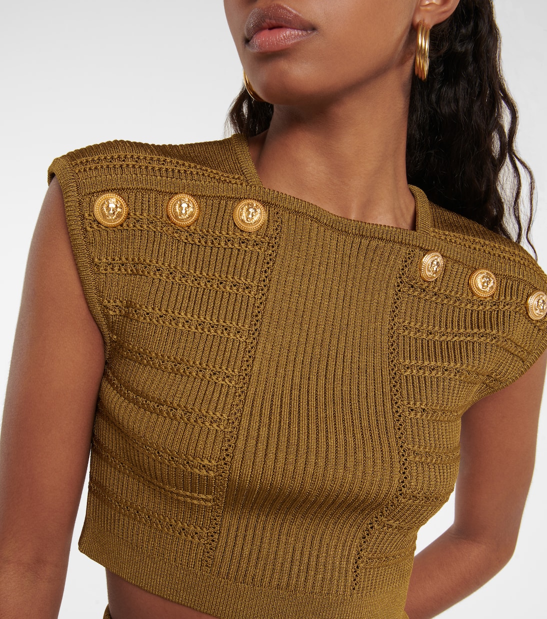 Embellished knit crop top | Balmain