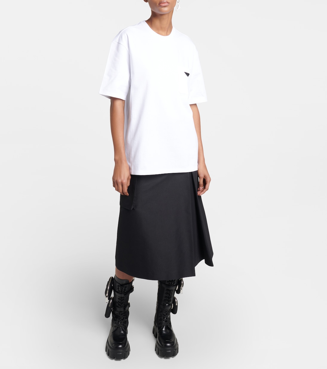 Camiseta en jersey de algodón con logo | Prada