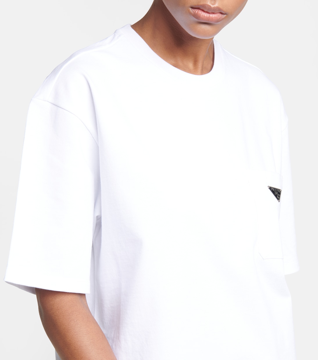 Camiseta en jersey de algodón con logo | Prada