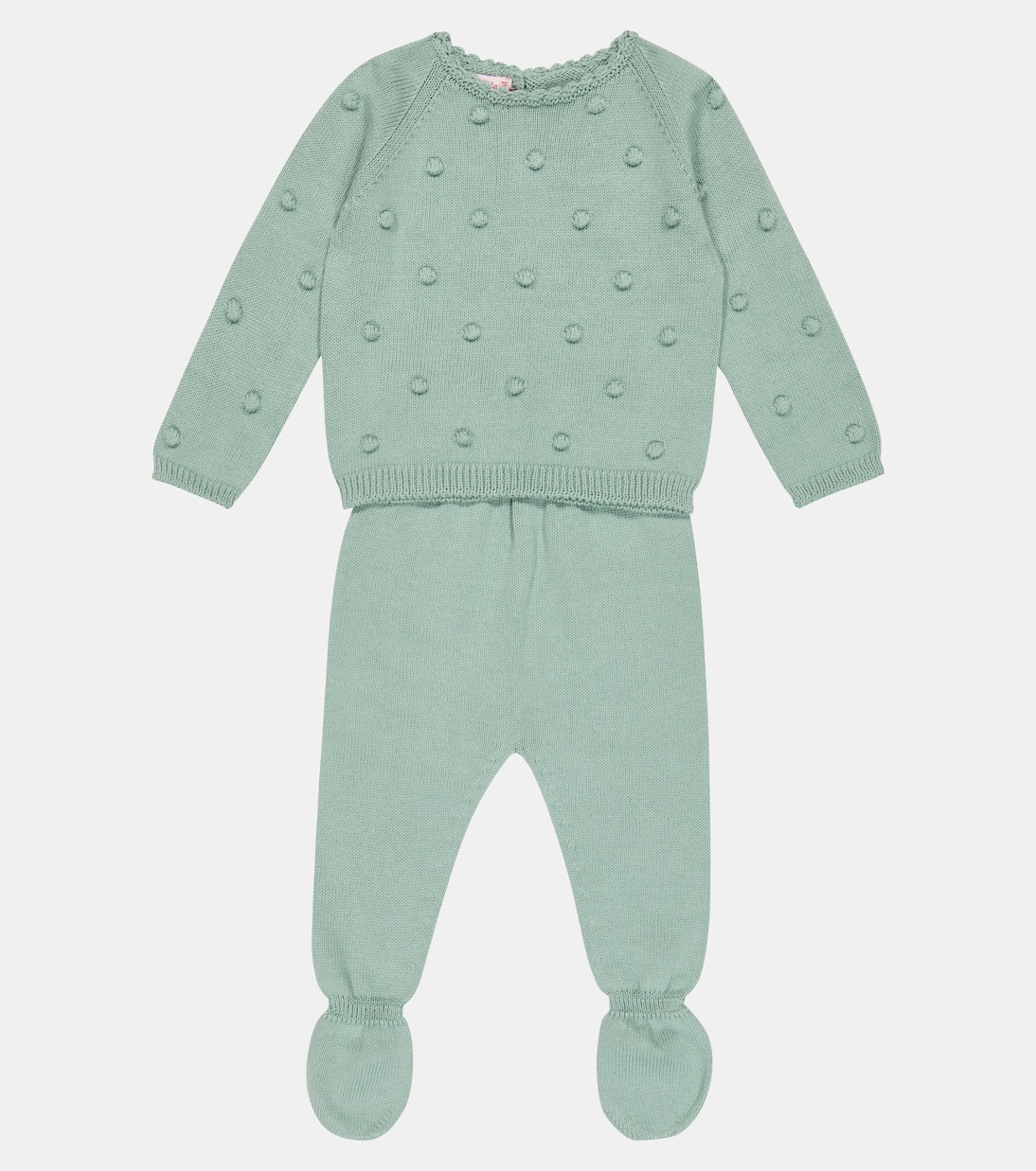 Baby - Set Menta di felpa e pantaloni | La Coqueta
