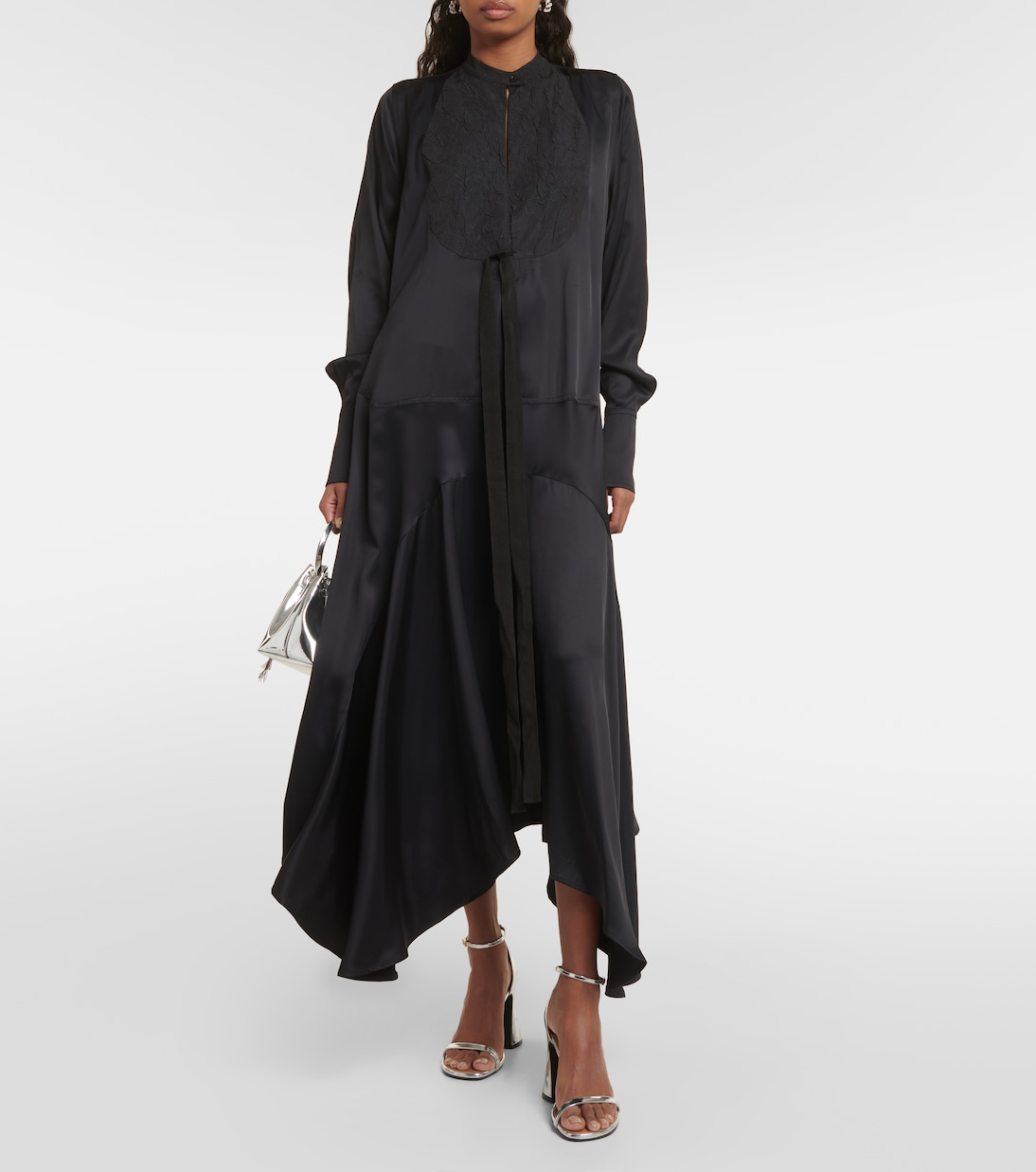 Asymmetric pleated midi dress | Plan C