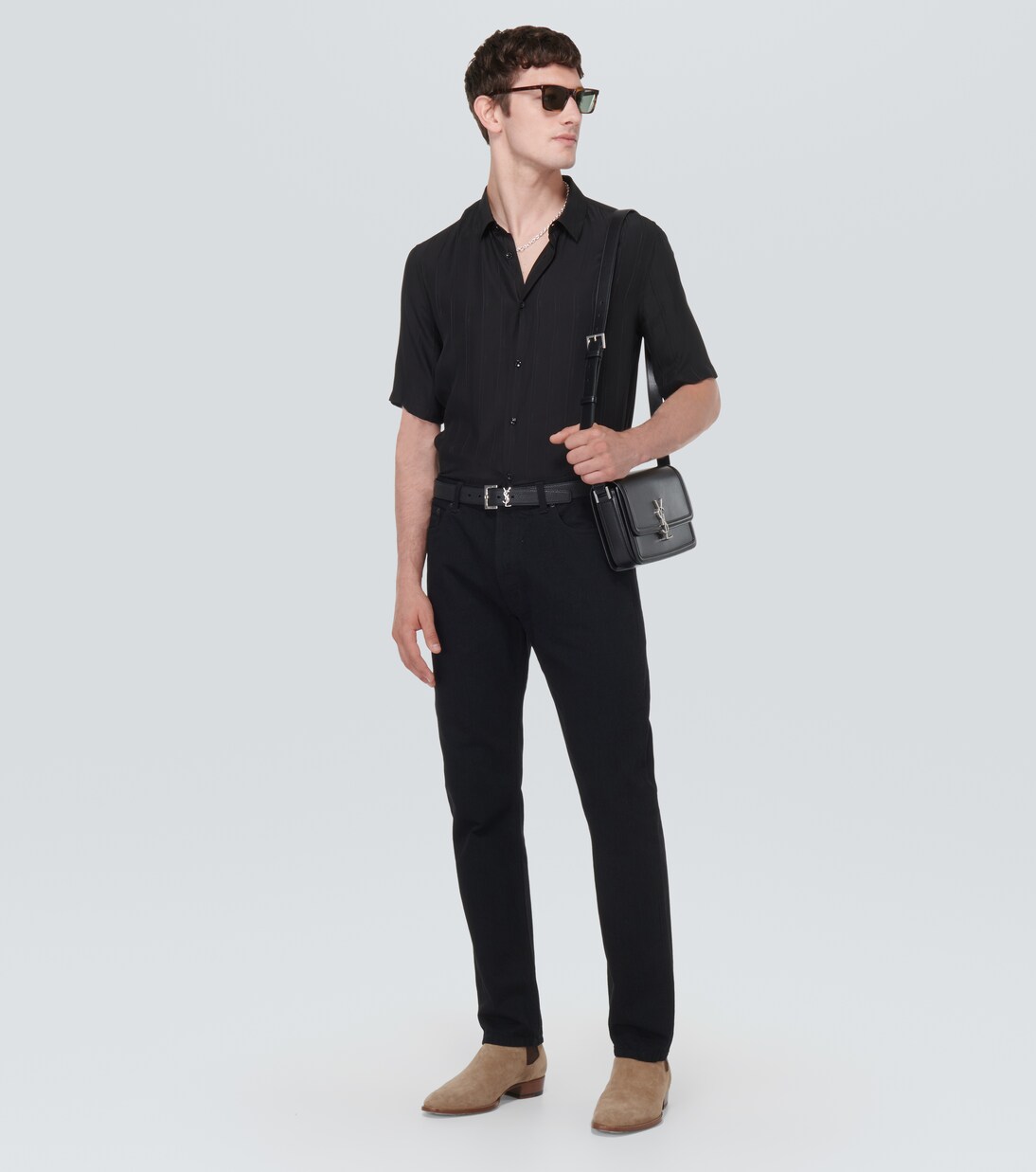 Chemise Cassandre en soie rayée | Saint Laurent