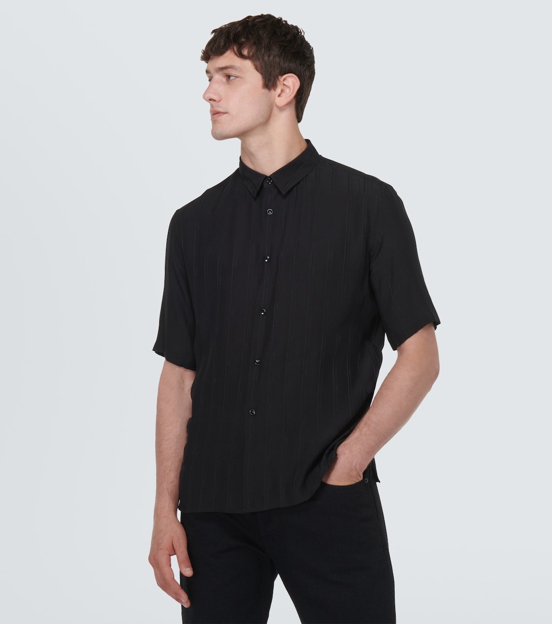 Chemise Cassandre en soie rayée | Saint Laurent