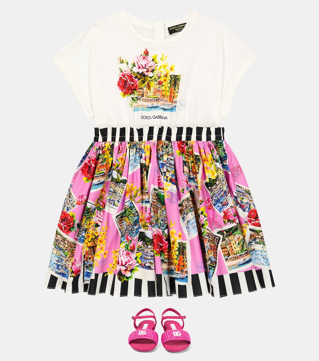 Abito Portofino in cotone con stampa | Dolce&Gabbana Kids