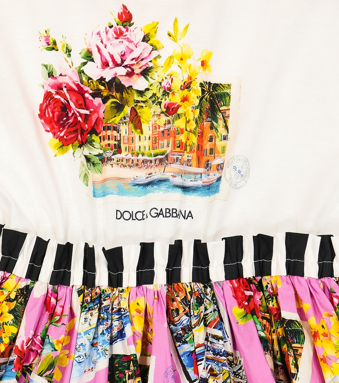 Abito Portofino in cotone con stampa | Dolce&Gabbana Kids