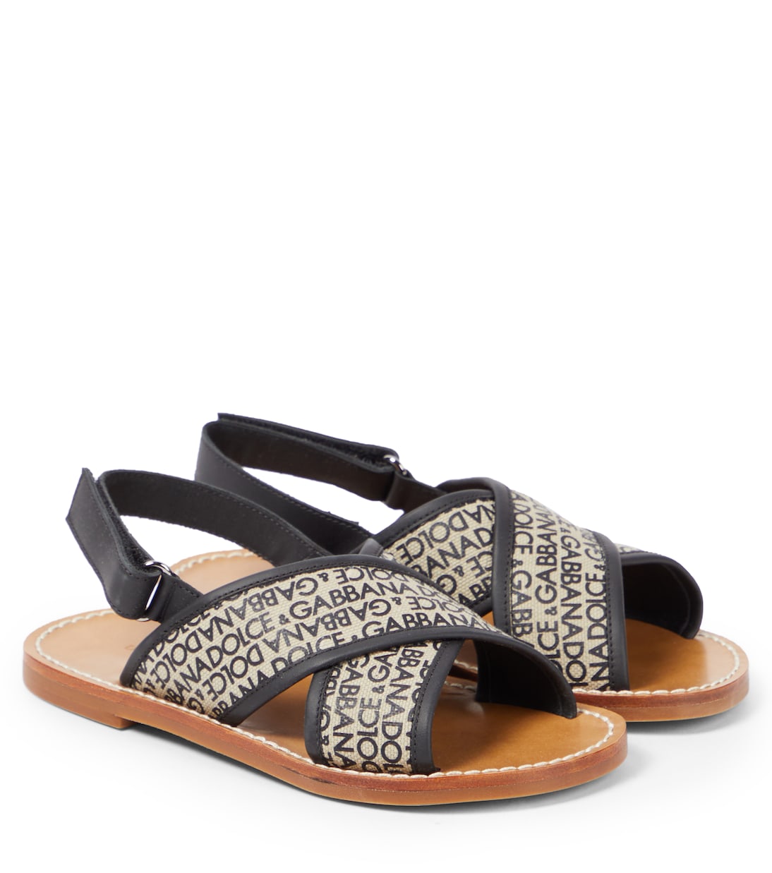 Sandales en toile et cuir à logo | Dolce&Gabbana Kids
