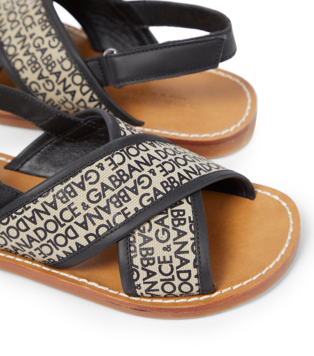 Sandales en toile et cuir à logo | Dolce&Gabbana Kids