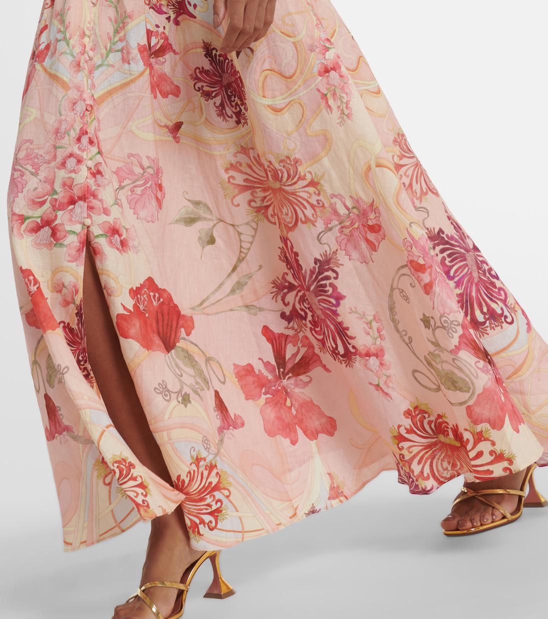 Maxikleid Blossoms And Brushstrokes aus Leinen | Camilla