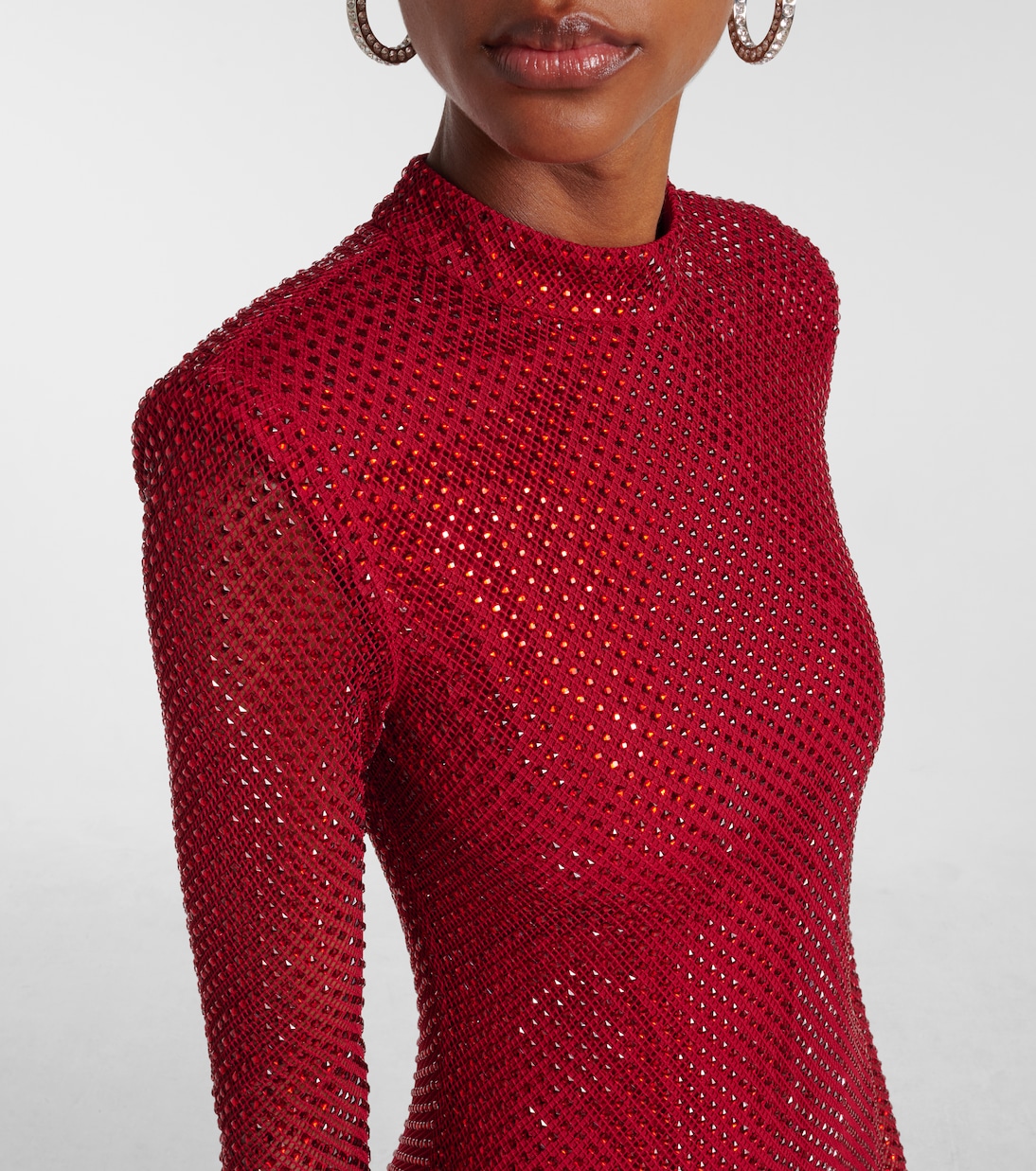Abito midi in mesh con cristalli | Self-Portrait