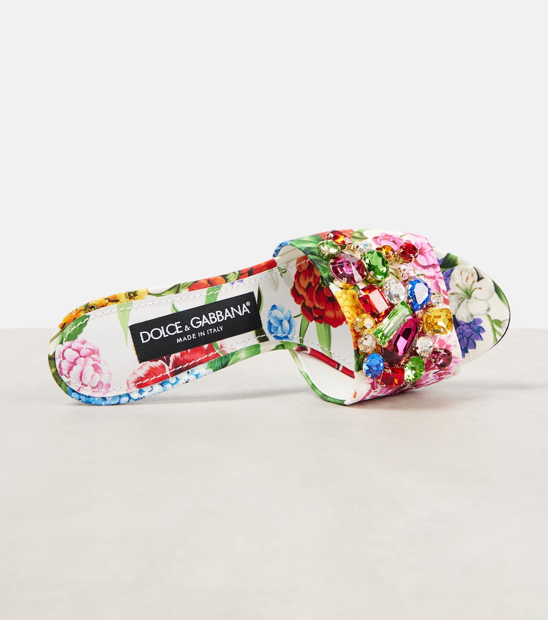 DOLCE&GABBANA Mule Kiera in broccato floreale con dettagli decorativi