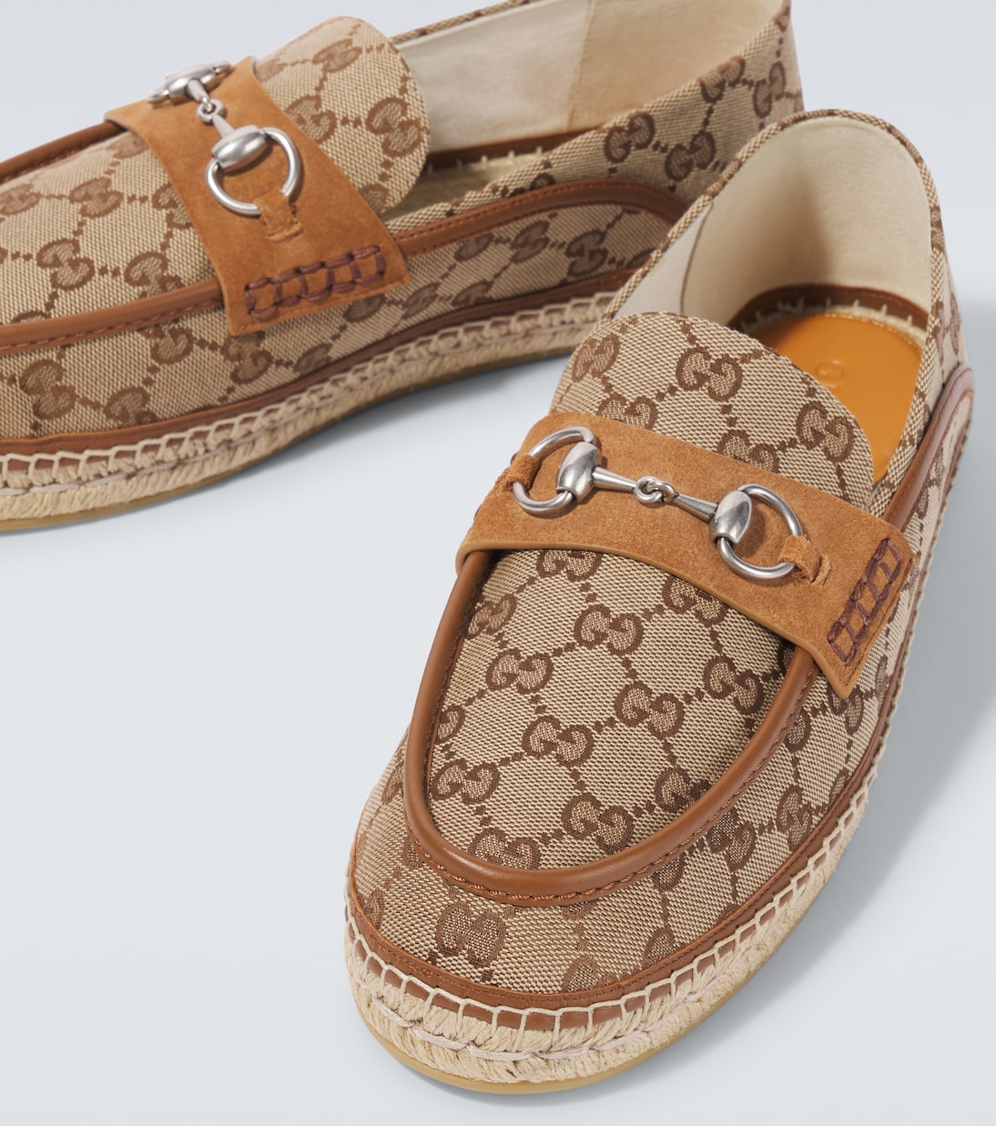 Horsebit GG Canvas jute-trimmed loafers | Gucci