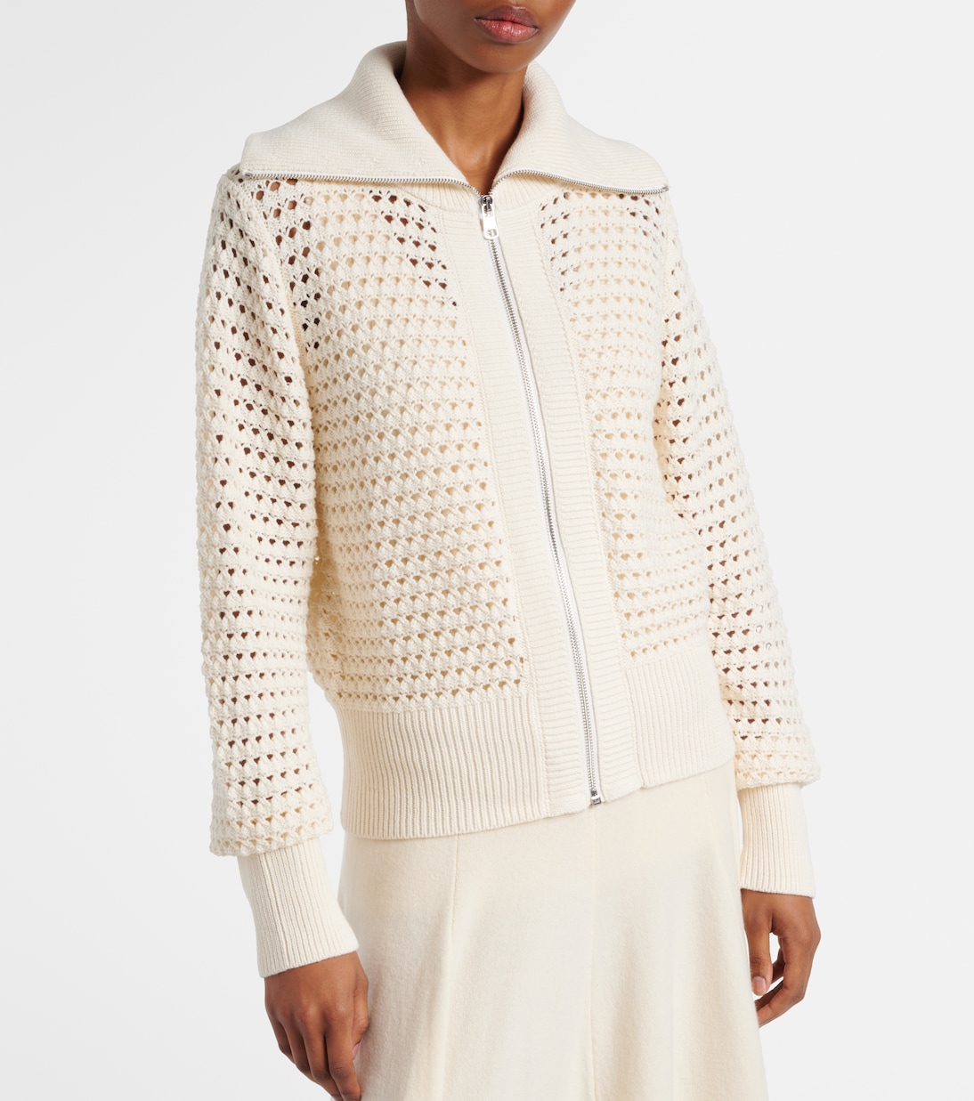 Eloise open-knit cotton zip-up cardigan | Varley