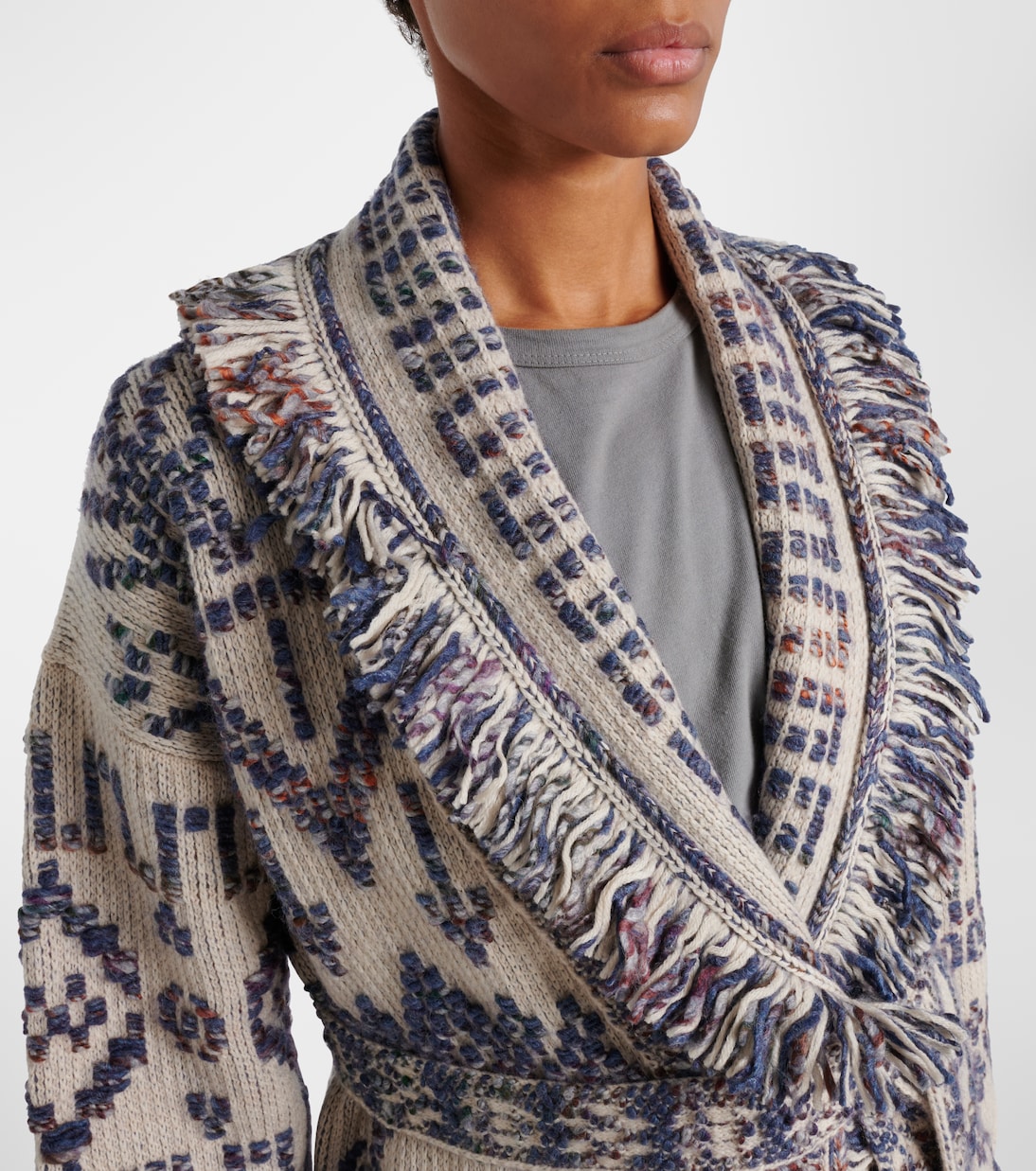 Grunge Beat fringed wool-blend wrap cardigan | Alanui