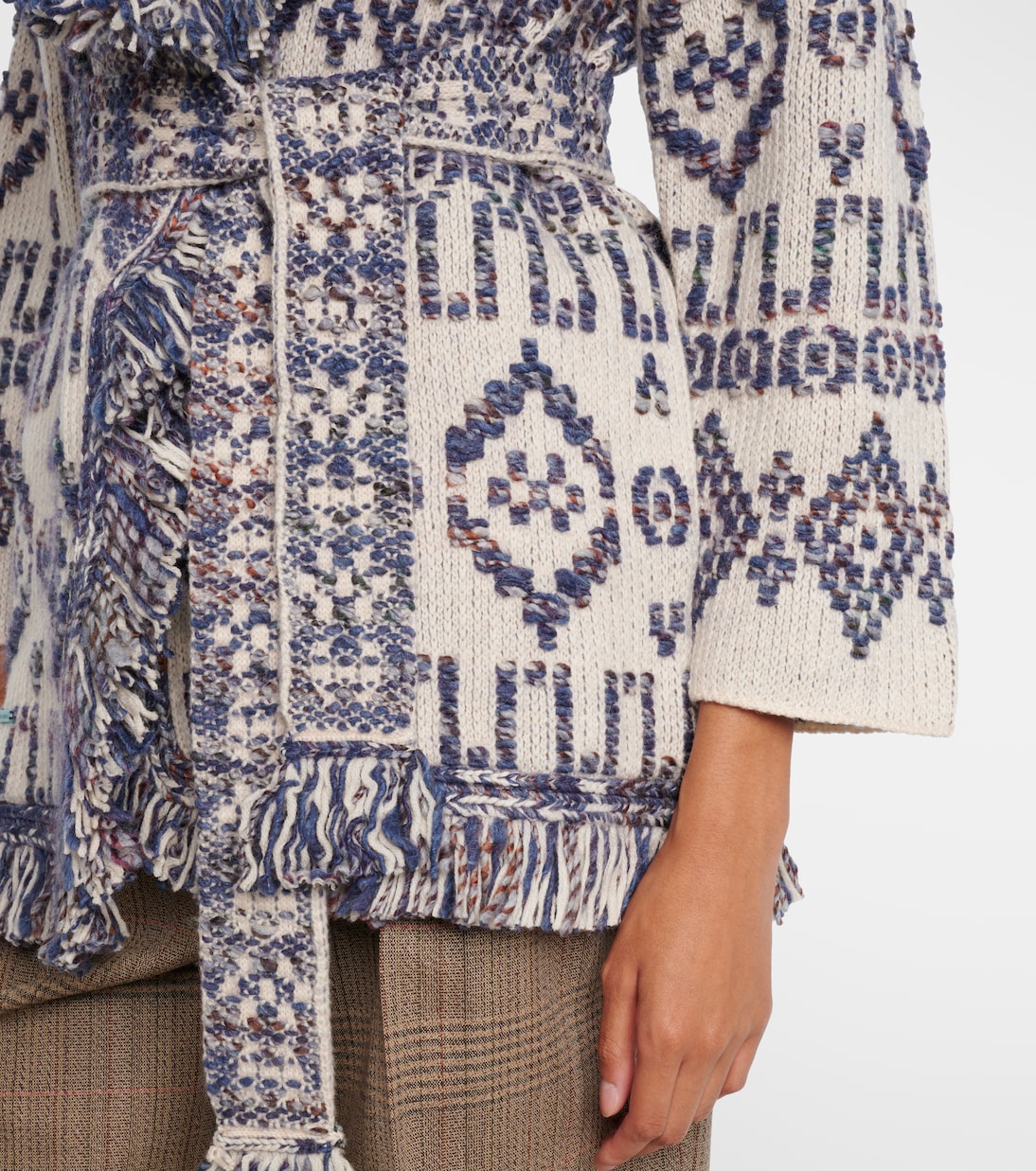 Grunge Beat fringed wool-blend wrap cardigan | Alanui