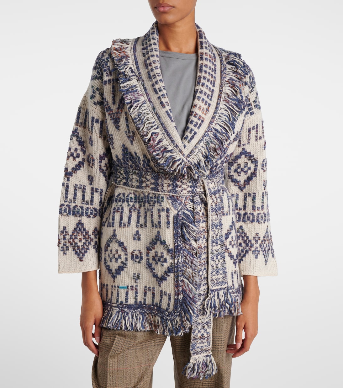 Grunge Beat fringed wool-blend wrap cardigan | Alanui