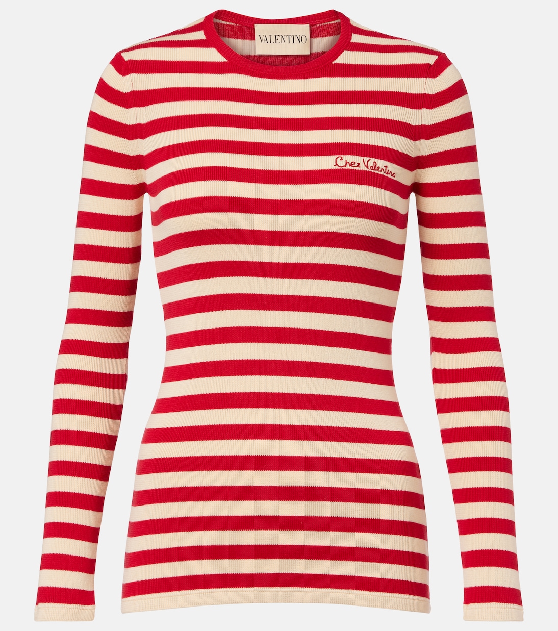 Pullover in cotone a coste a righe | Valentino