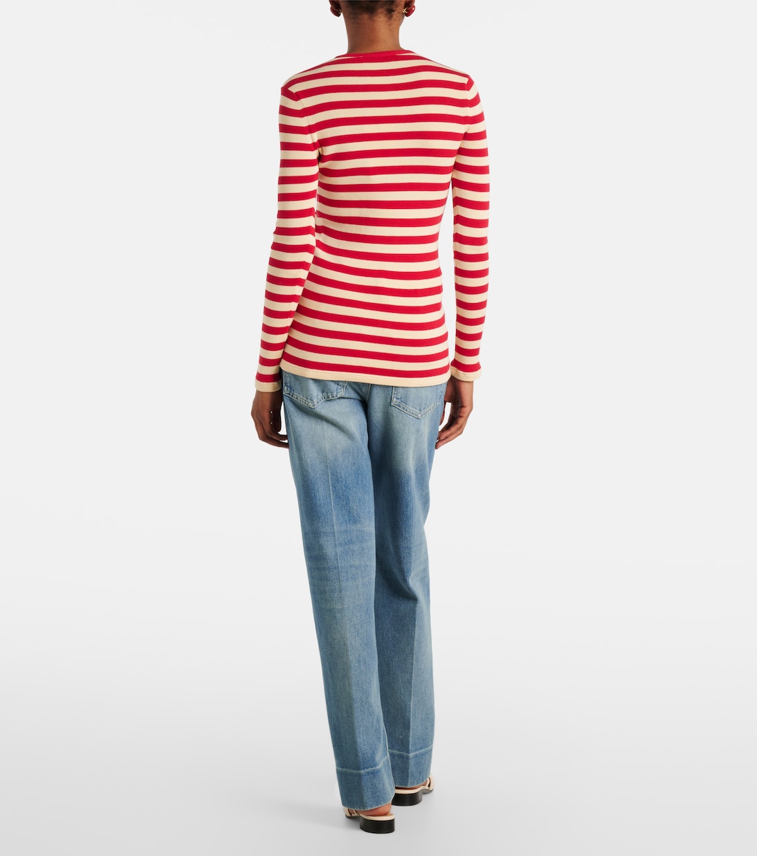 Pullover in cotone a coste a righe | Valentino