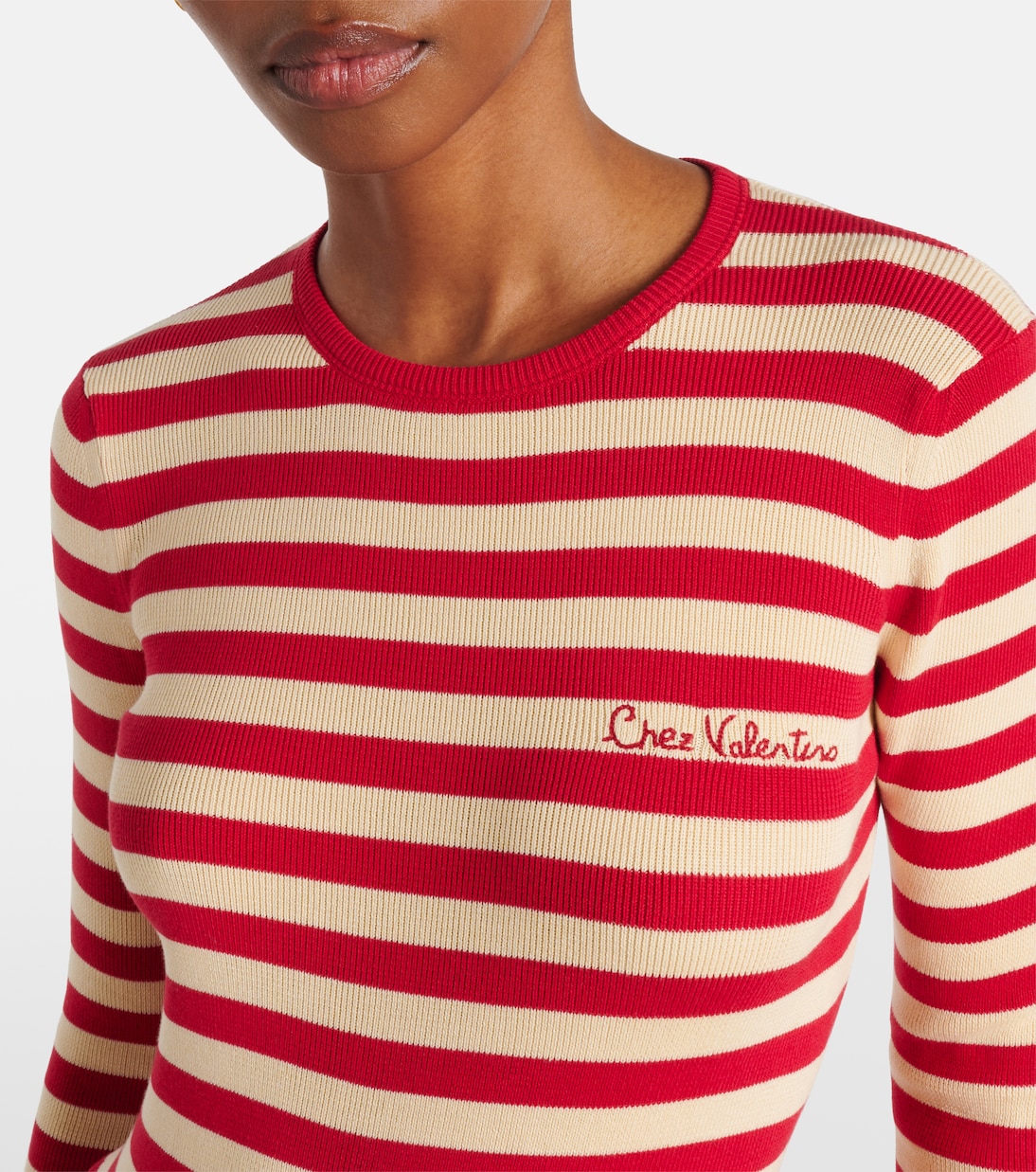 Pullover in cotone a coste a righe | Valentino