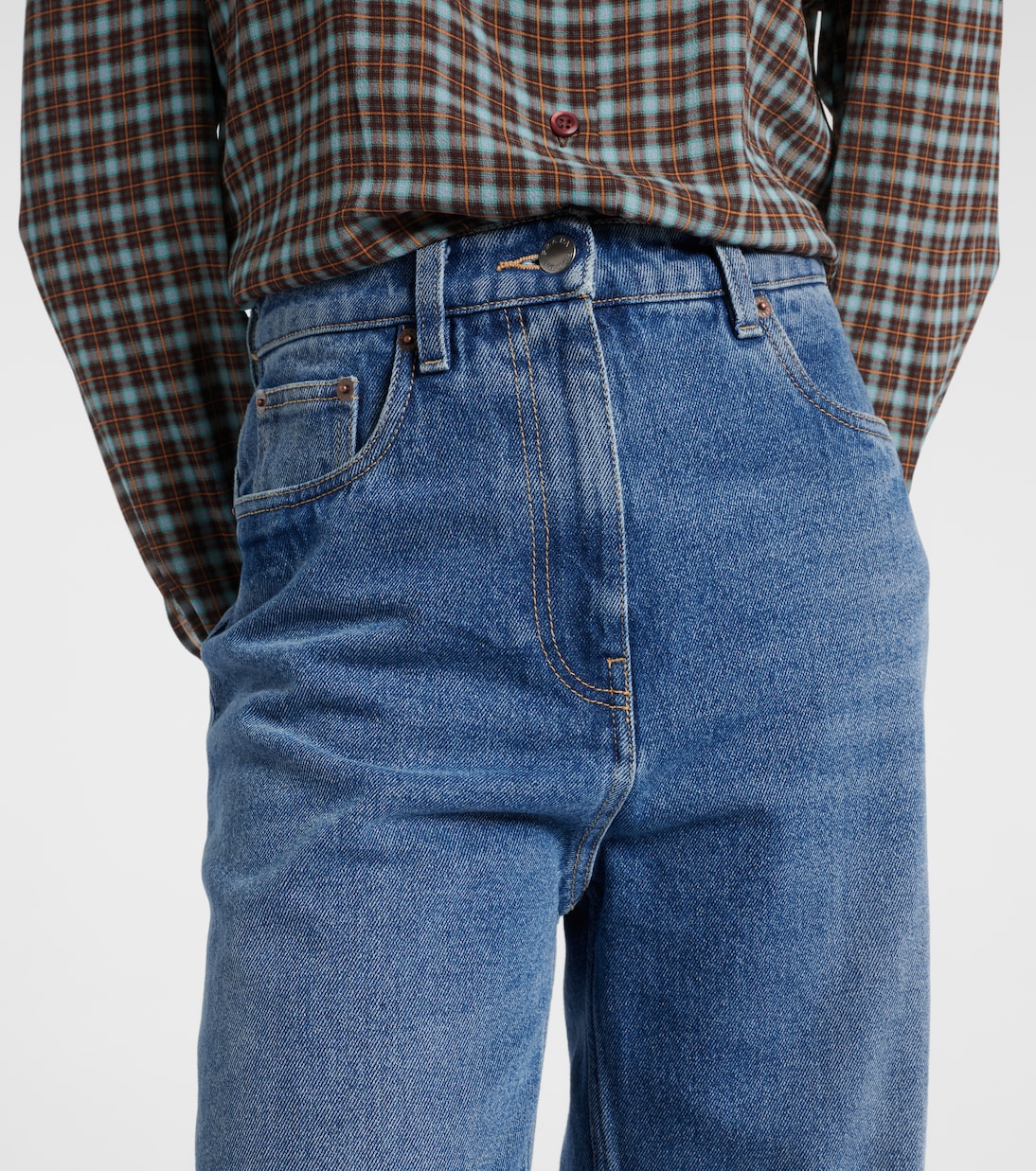 Jeans a gamba larga a vita alta | Prada