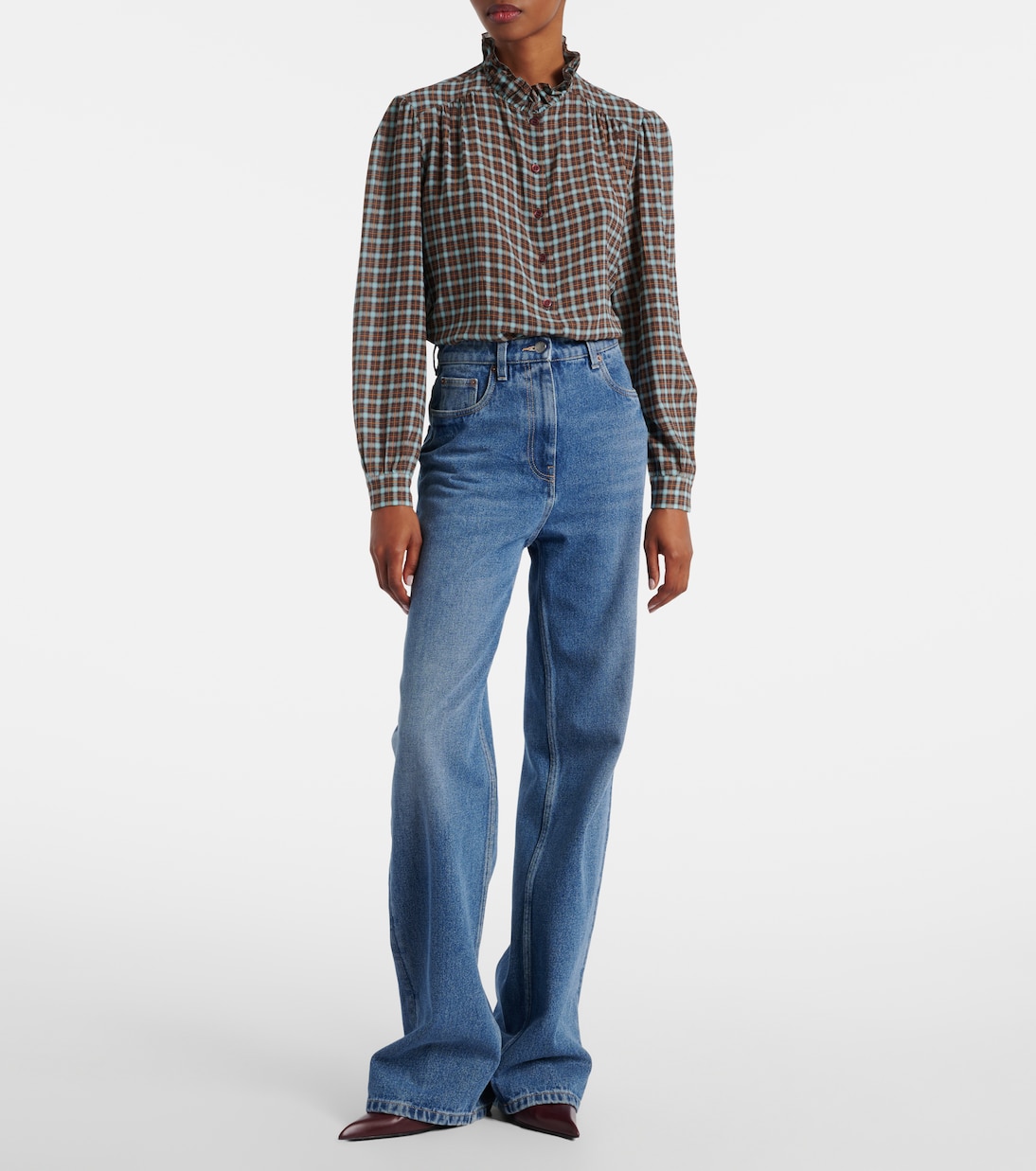 Jeans a gamba larga a vita alta | Prada