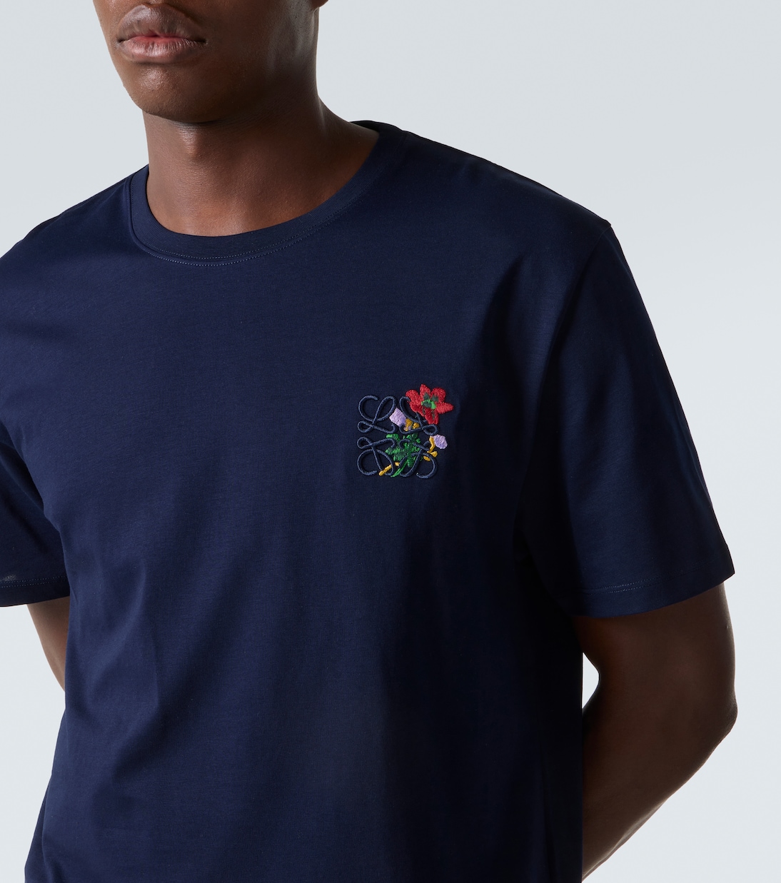 Camiseta de algodón floral con anagrama | Loewe