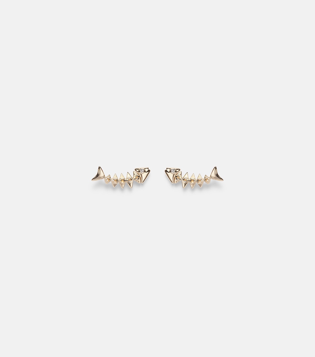 Boucles d’oreilles Fishbone en or 14 ct et diamants | Sydney Evan