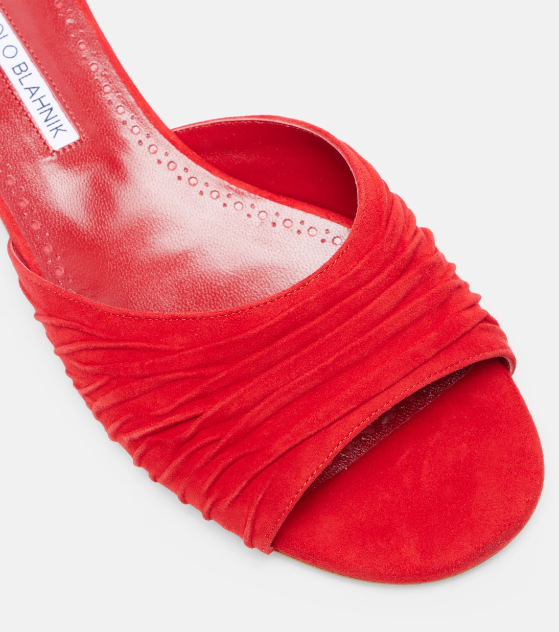 Piruaflat gathered suede slides  | Manolo Blahnik