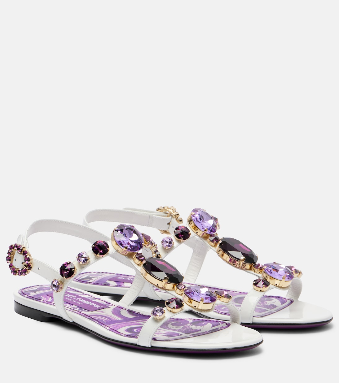 Sandalen aus Leder mit Kristallen | Dolce&Gabbana