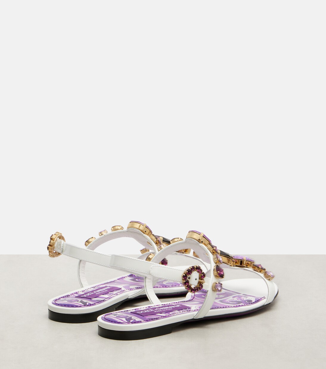 Sandalen aus Leder mit Kristallen | Dolce&Gabbana