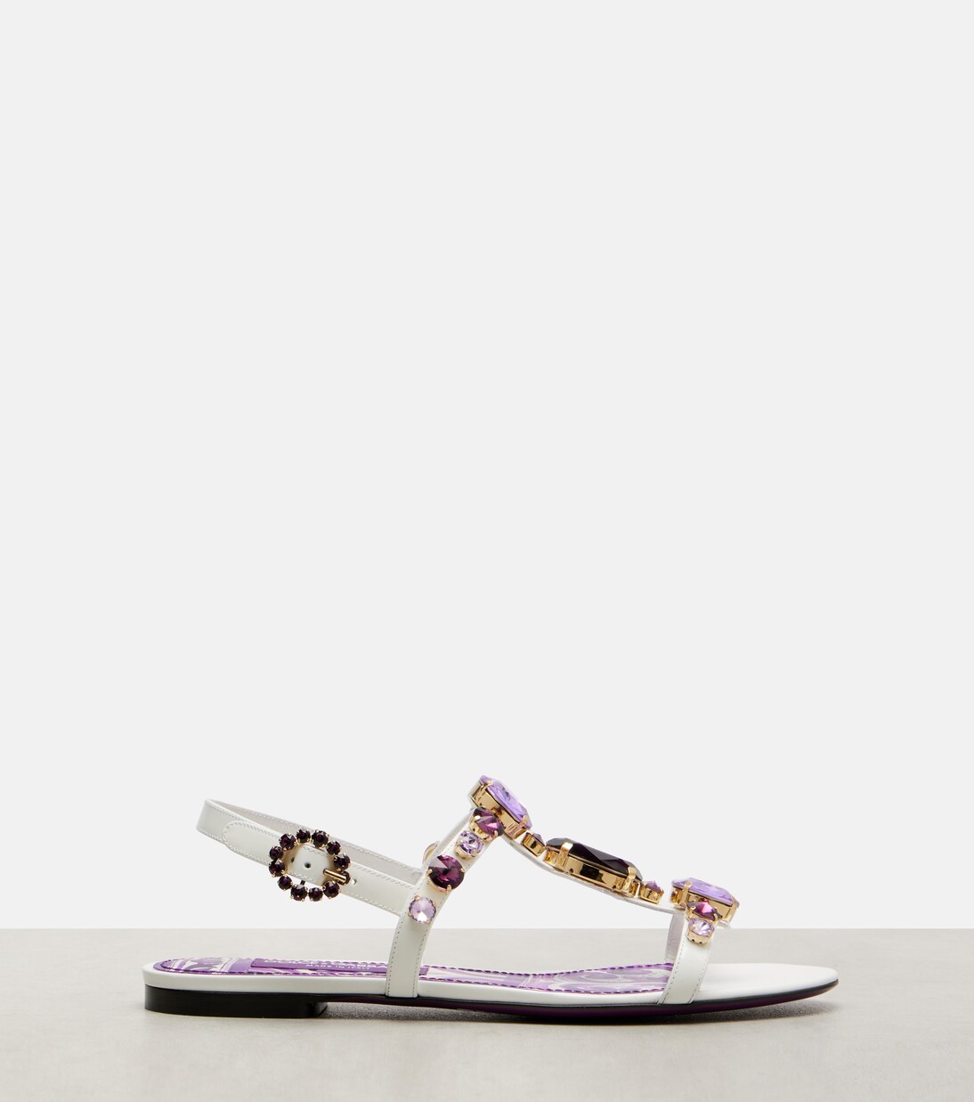 Sandalen aus Leder mit Kristallen | Dolce&Gabbana