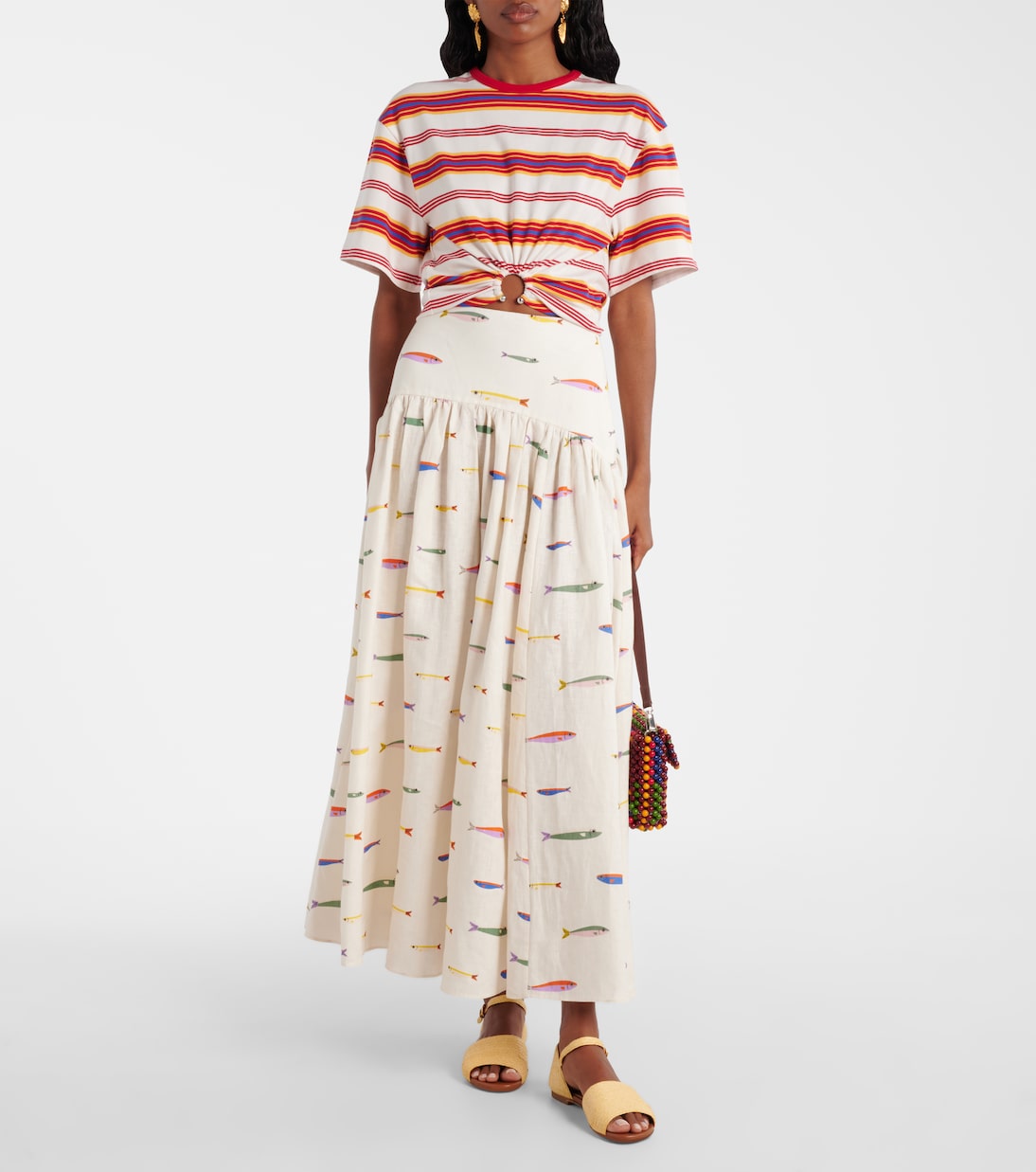 Catharine raffia and leather sandals | Staud