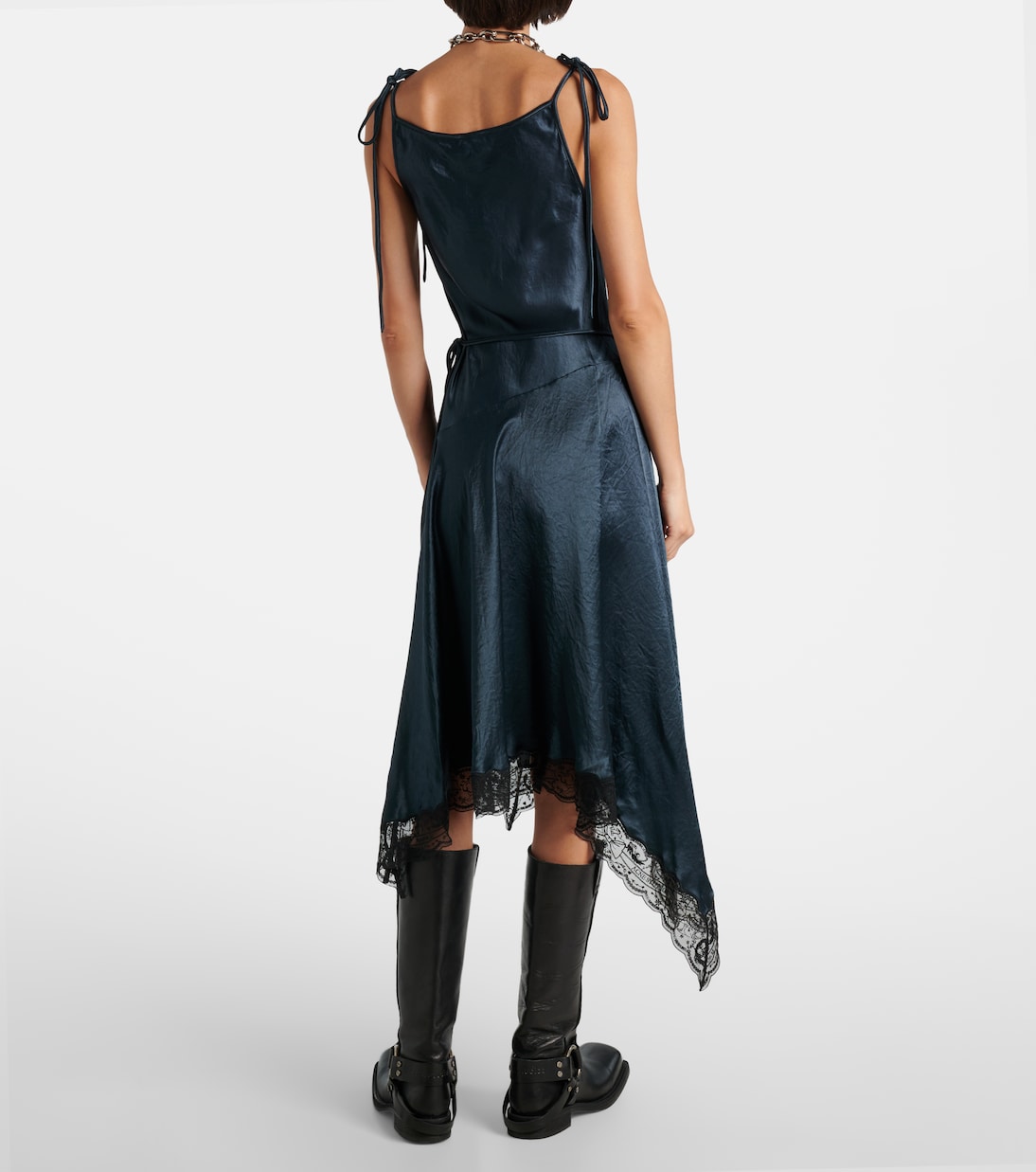 Abito asimmetrico in raso con pizzo | Acne Studios