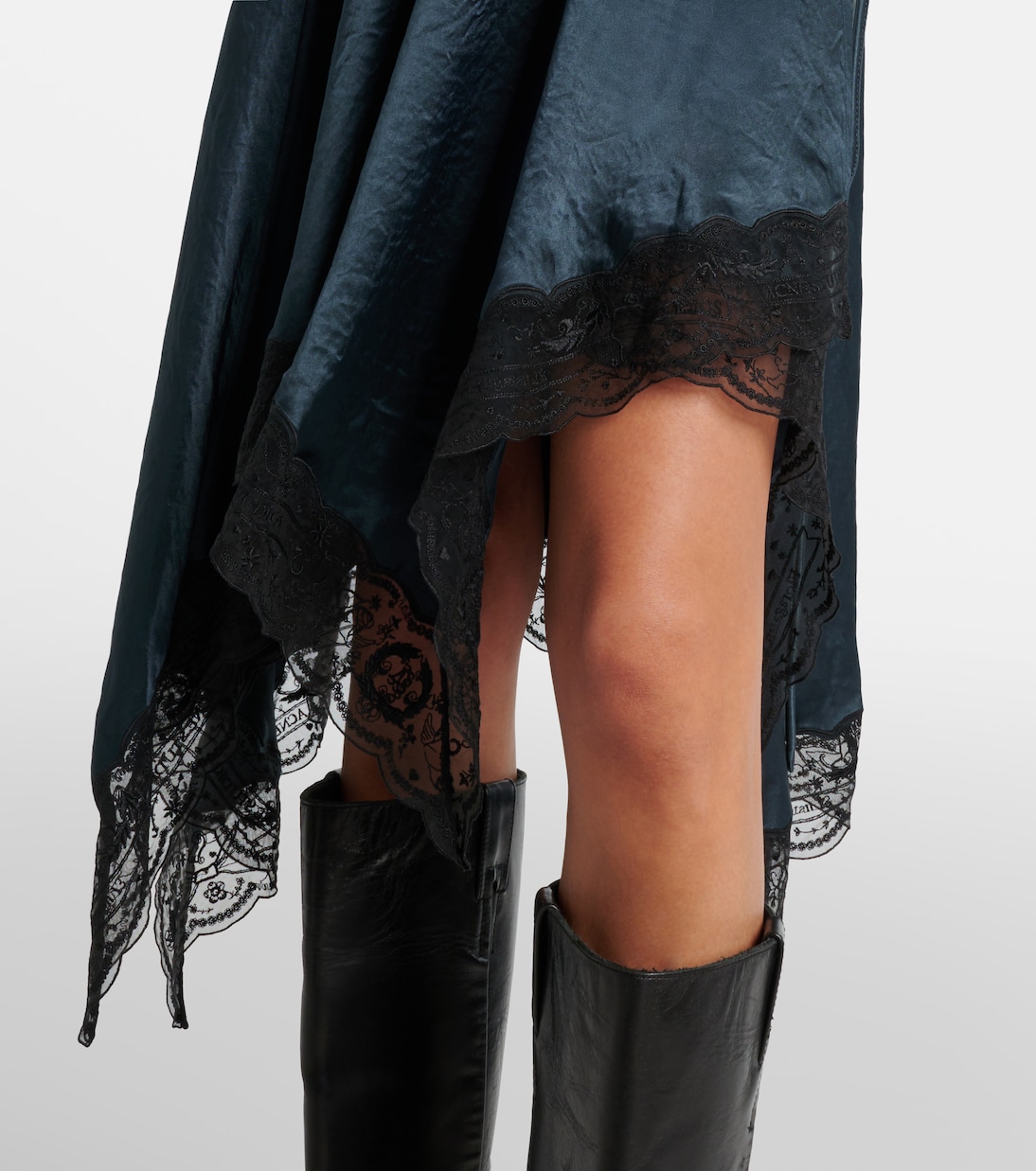 Abito asimmetrico in raso con pizzo | Acne Studios