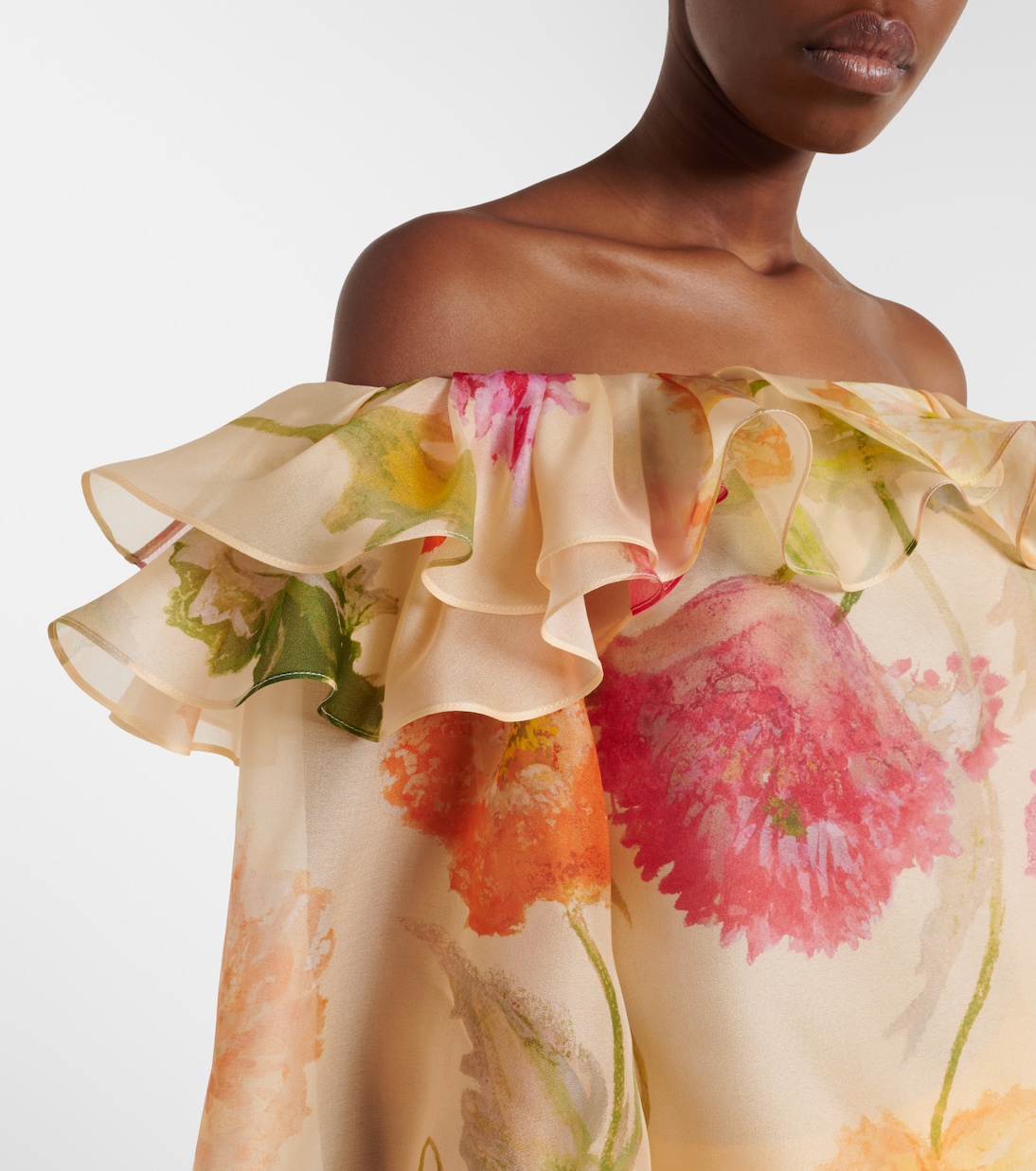 Off-Shoulder-Top aus Seidenorganza | Carolina Herrera