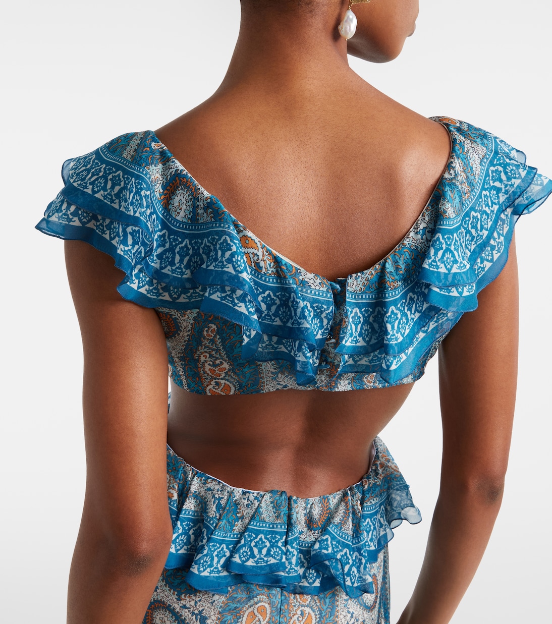 Paisley lace-trimmed ruffled silk maxi dress | Etro