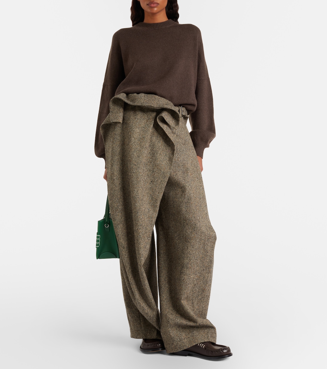 Asymmetric wool wide-leg pants | JW Anderson