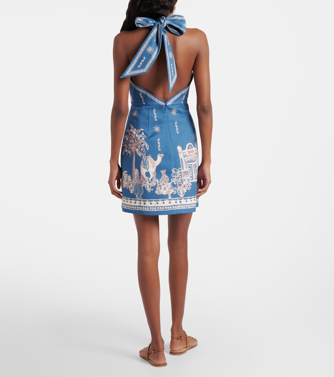 Acacia printed halterneck cotton minidress | Alémais
