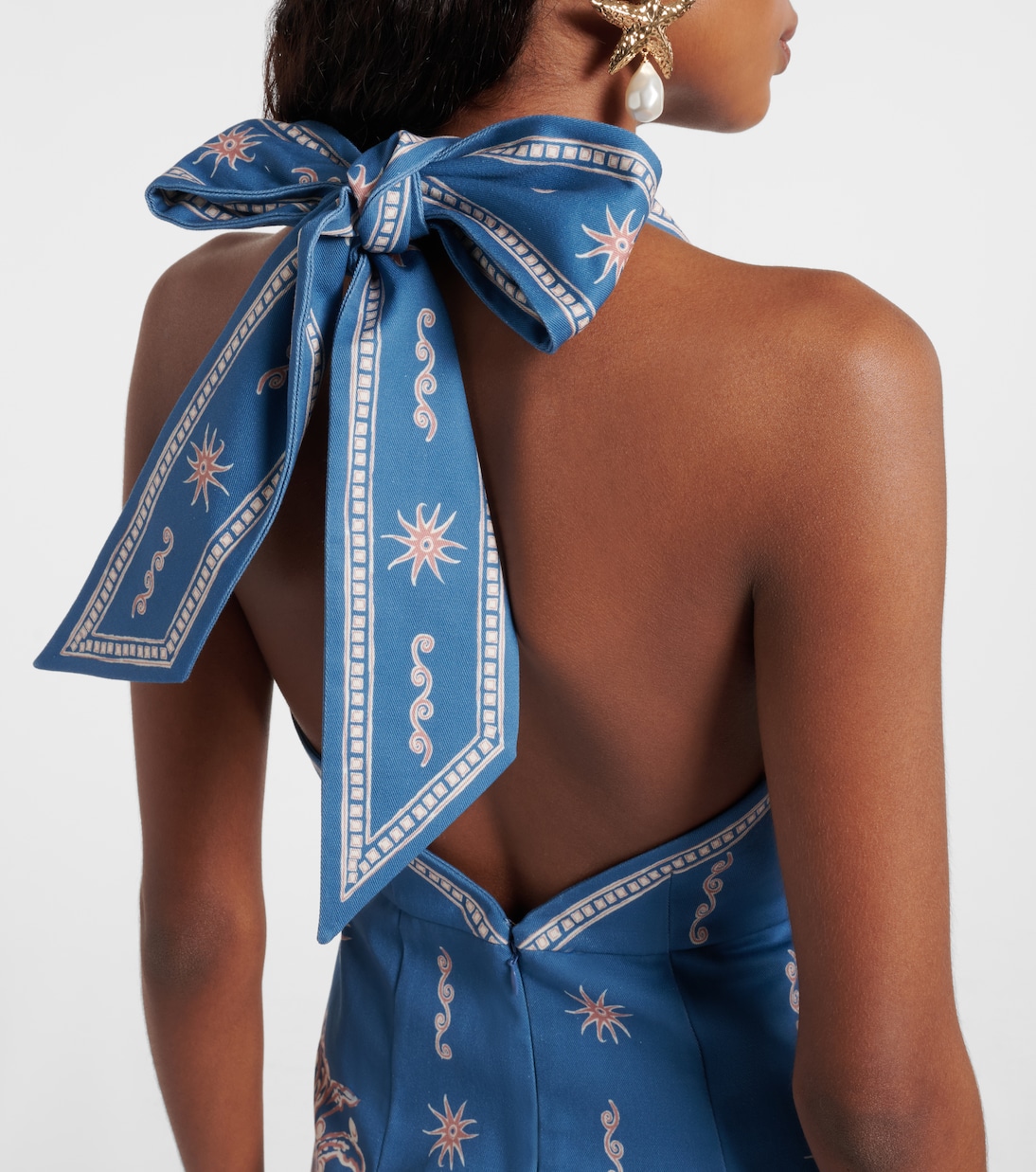 Acacia printed halterneck cotton minidress | Alémais