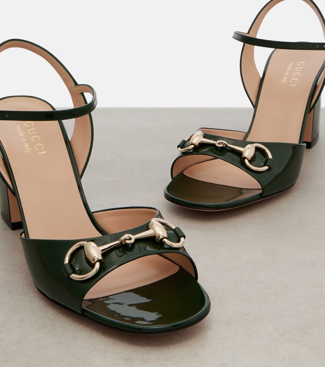 Lady Horsebit 75 patent leather sandals | Gucci