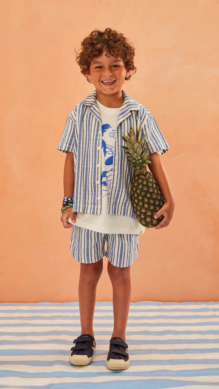 Ensemble chemise et short rayé en coton | Fábula