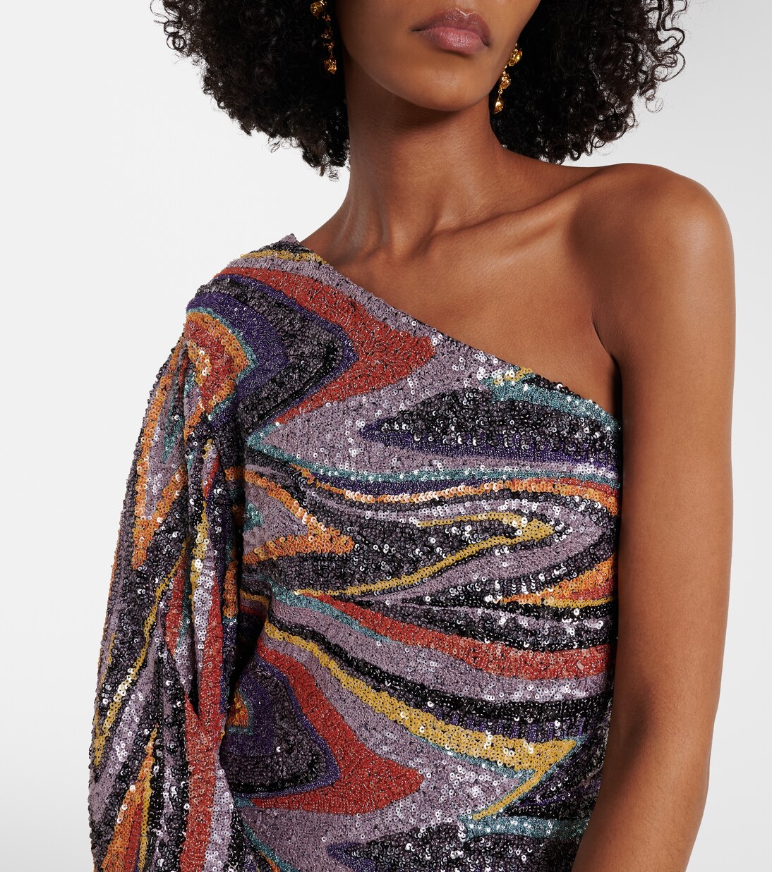 Sequined caped one-shoulder gown | Taller Marmo