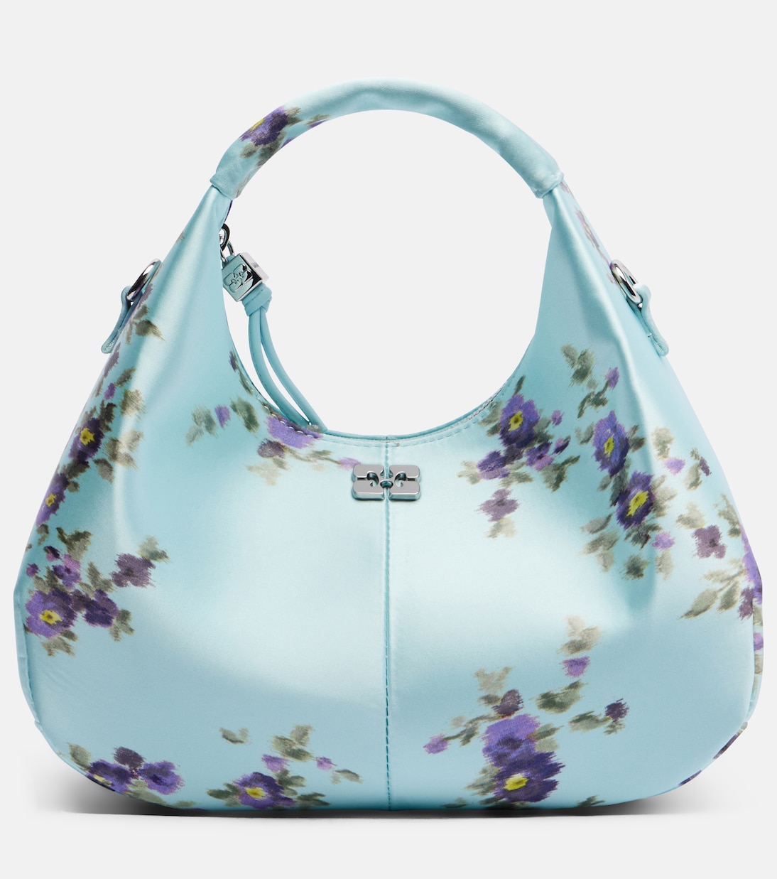 Mini floral satin top-handle bag | Ganni