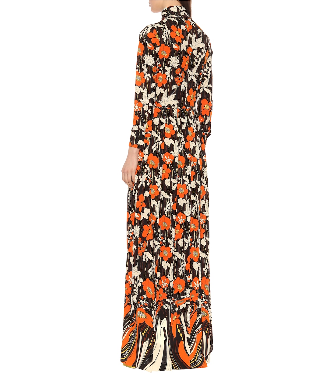Vestido largo floral cuello alto | Prada