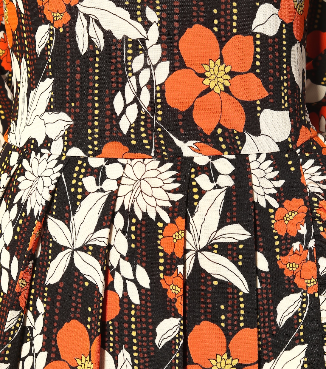 Vestido largo floral cuello alto | Prada