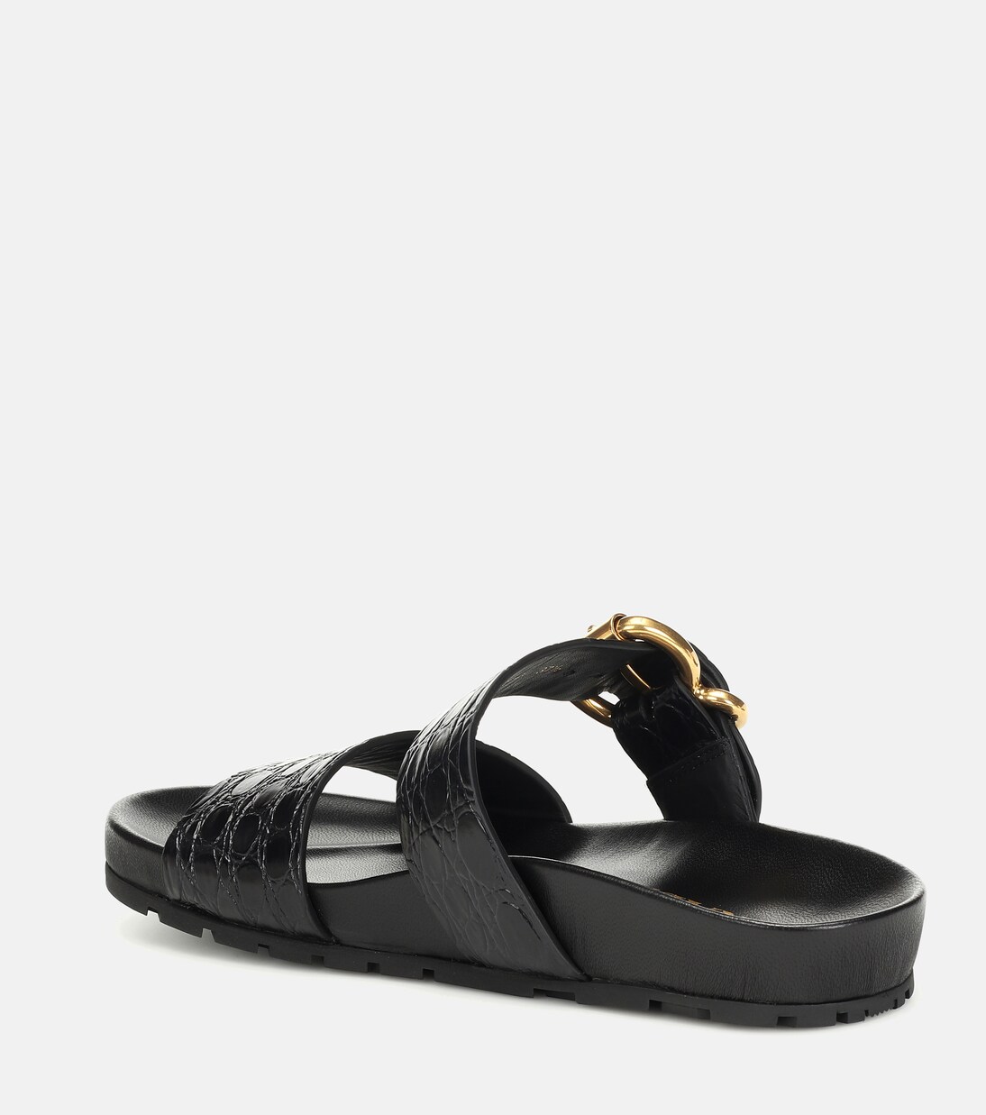 Croc-effect leather slides | Prada