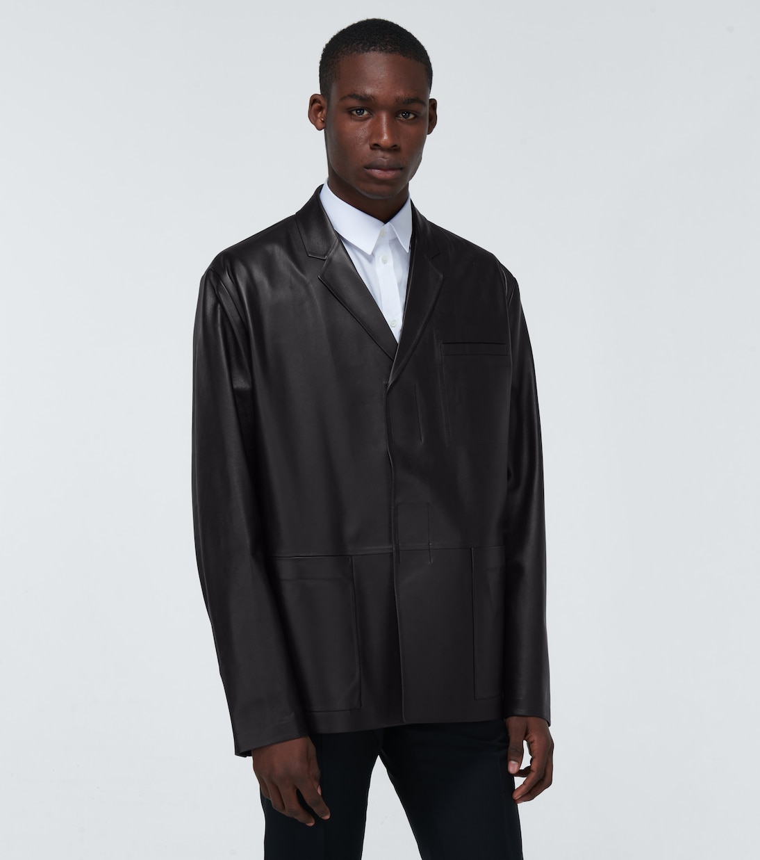 Hemdjacke aus Leder | Prada