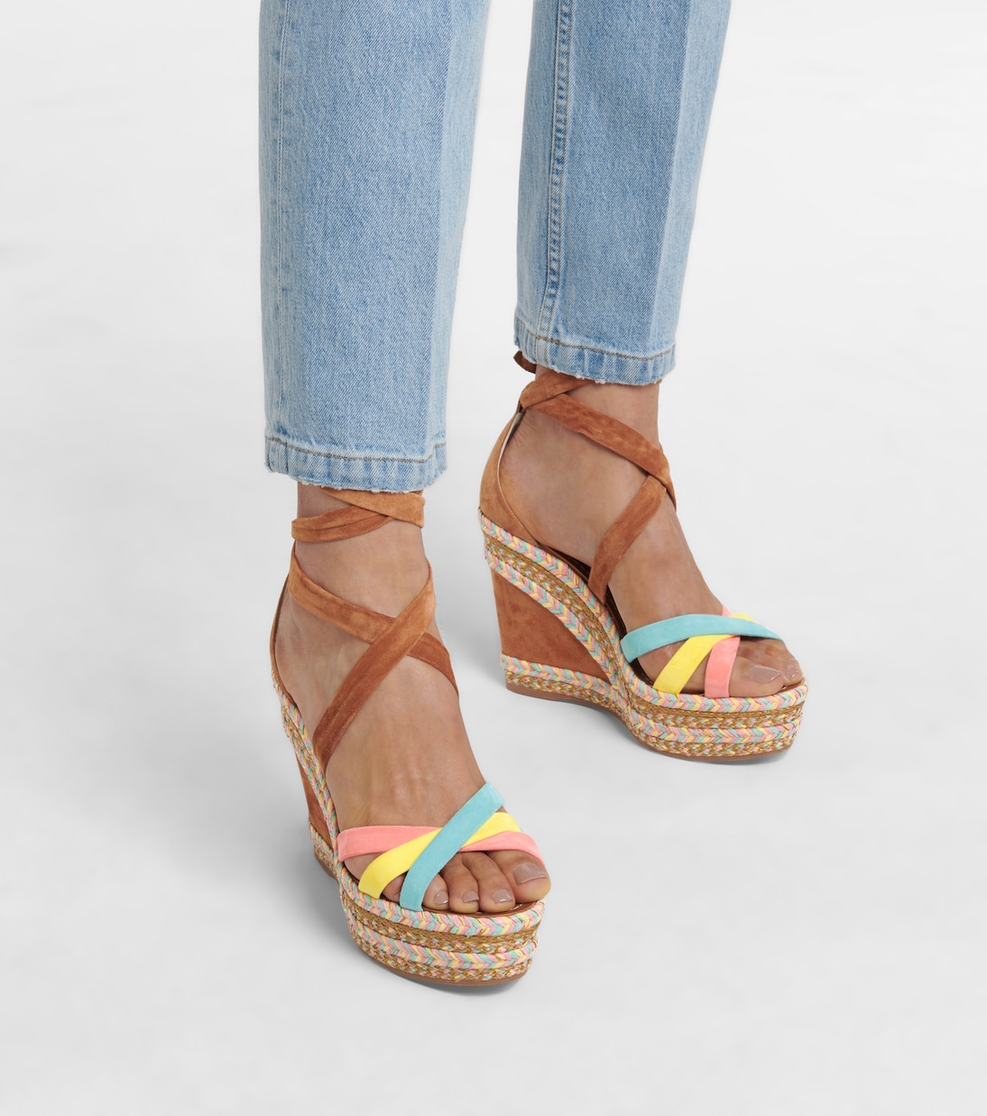 Lagoadonna 120 suede espadrille wedges | Christian Louboutin