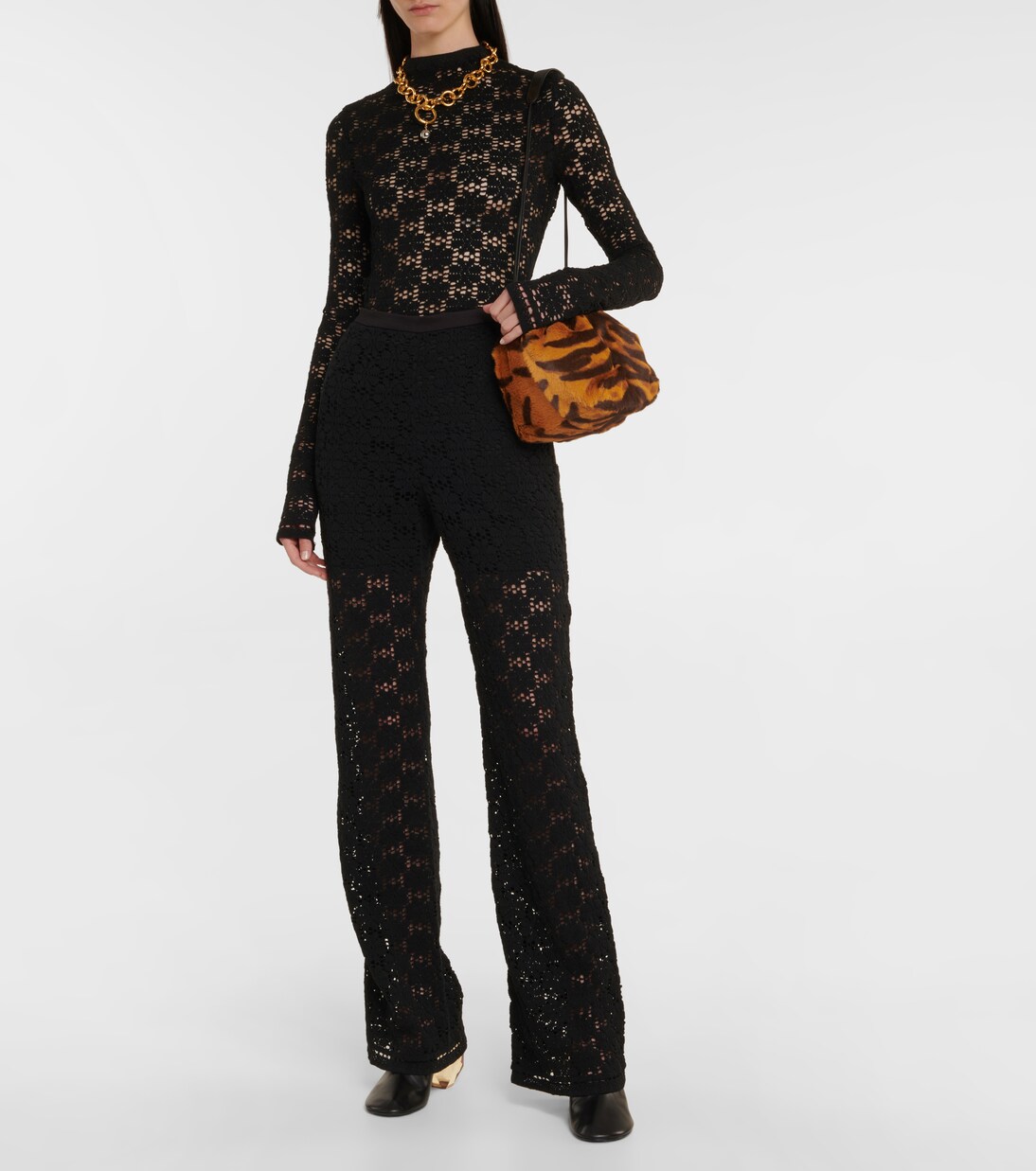 Pantaloni in macramé di cotone con ricamo | Jil Sander