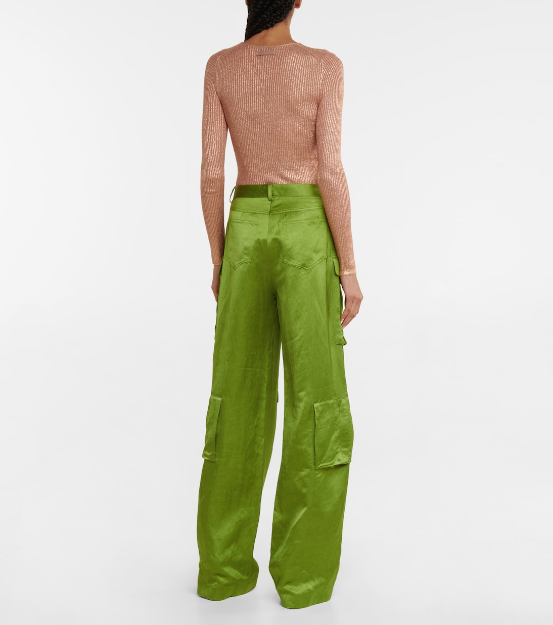 Pantalon cargo à taille haute en satin | Tom Ford