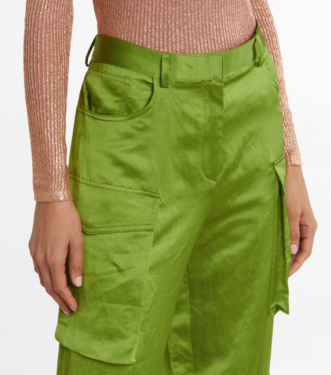 Pantalon cargo à taille haute en satin | Tom Ford